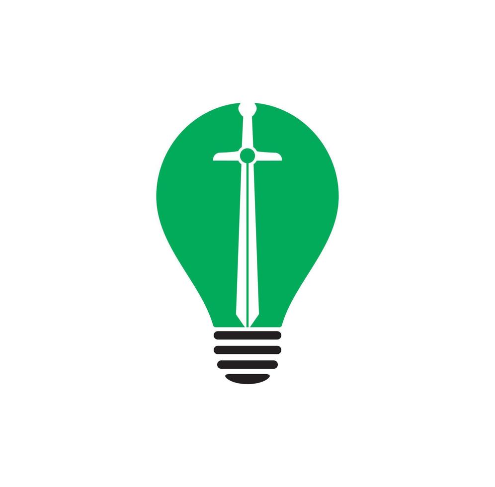 logo de conception d'illustration de concept de forme d'ampoule d'épée, logo d'épée vecteur