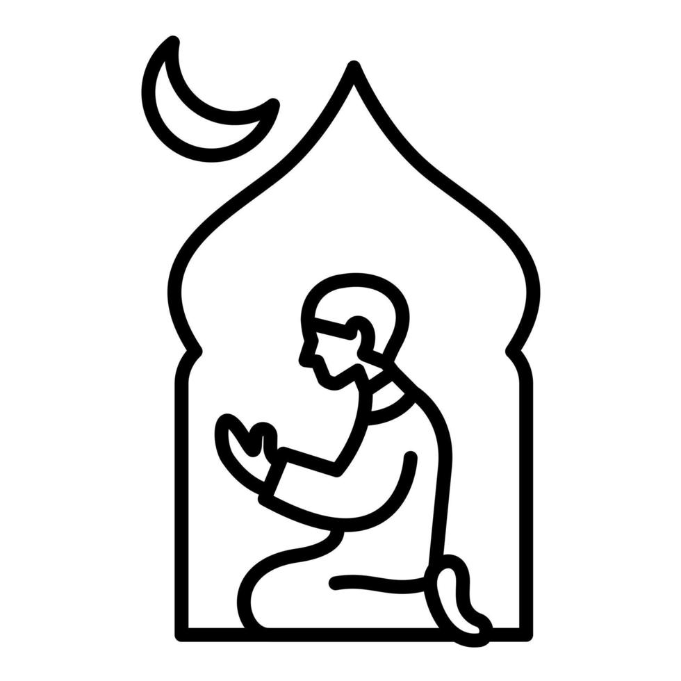 icône de la ligne de prière musulmane vecteur