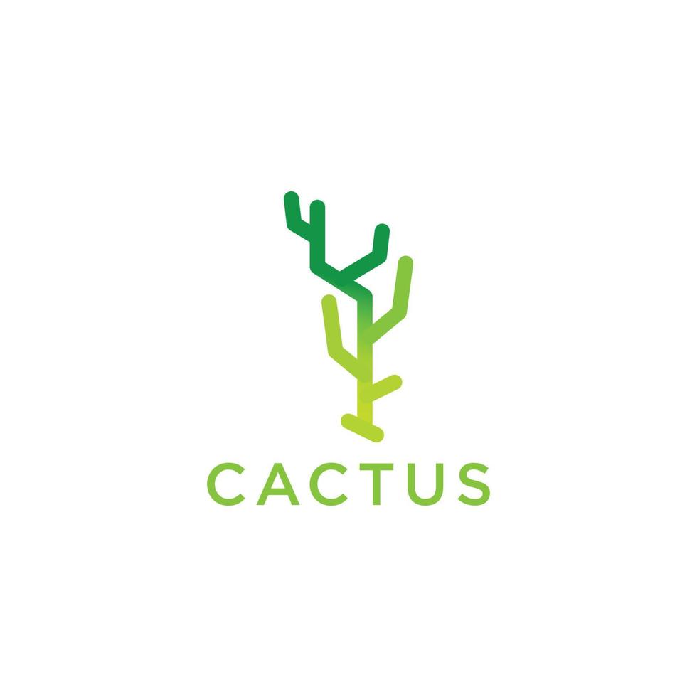 modèle de conception d'icône de logo de cactus vecteur plat