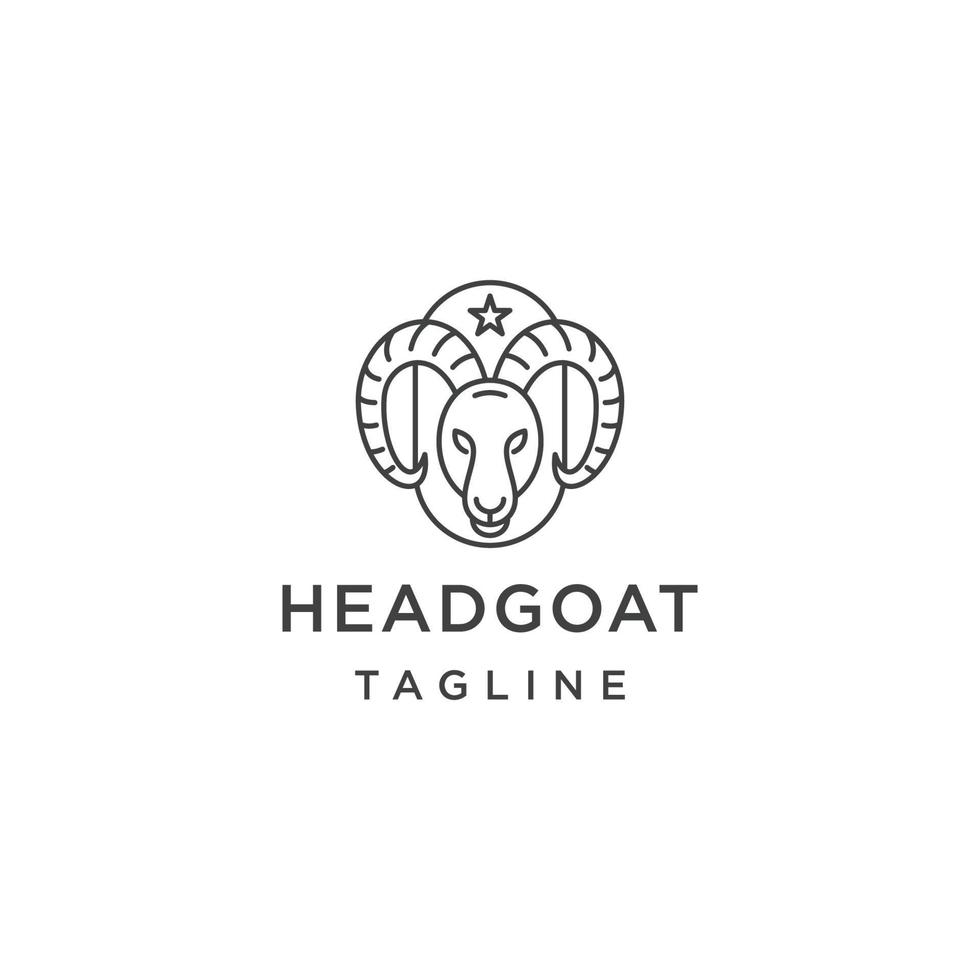 tête de chèvre ligne logo icône modèle de conception vecteur plat