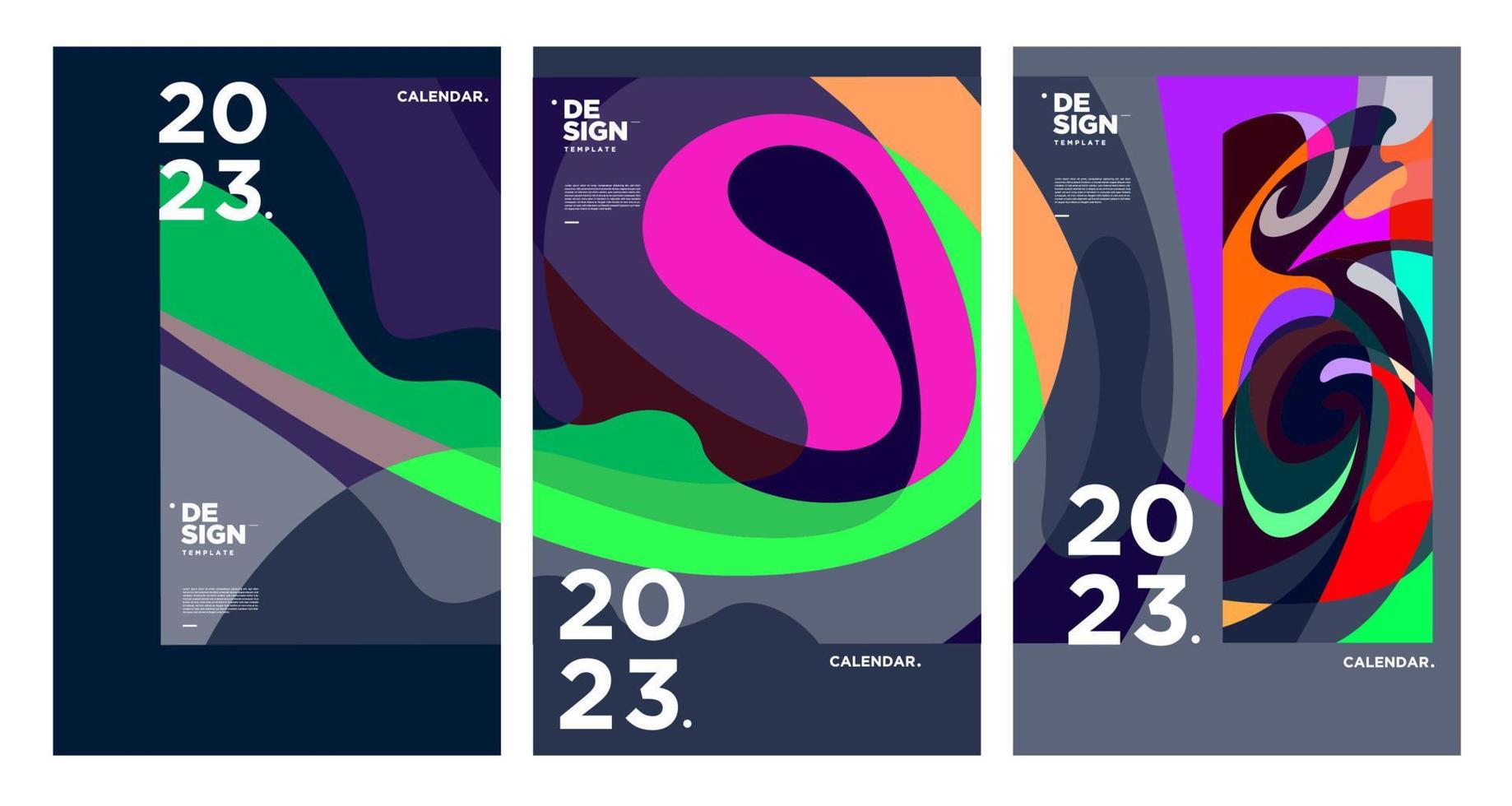 modèle de conception de calendrier du nouvel an 2023 avec abstrait coloré géométrique. conception de calendrier de vecteur. vecteur