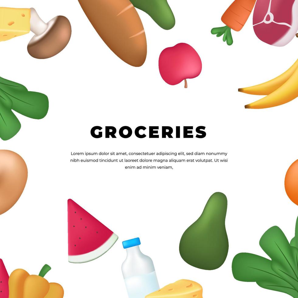 épicerie frais concept naturel légume fruit shopping cuisine illustration vecteur