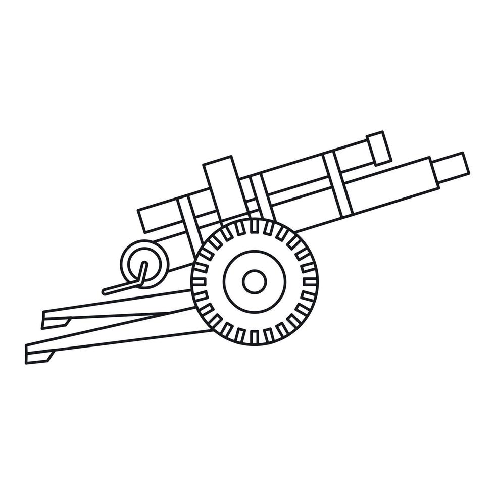 icône de canon d'artillerie, style de contour vecteur