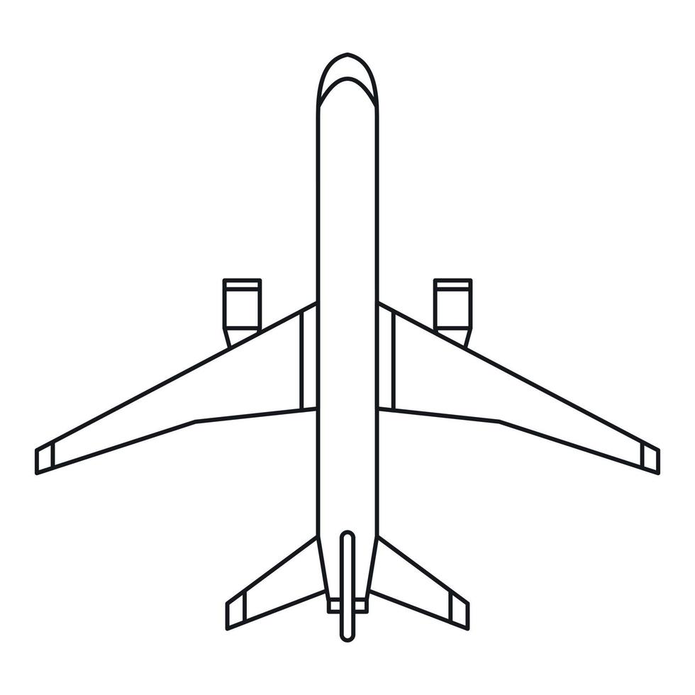 icône d'avion, style de contour vecteur