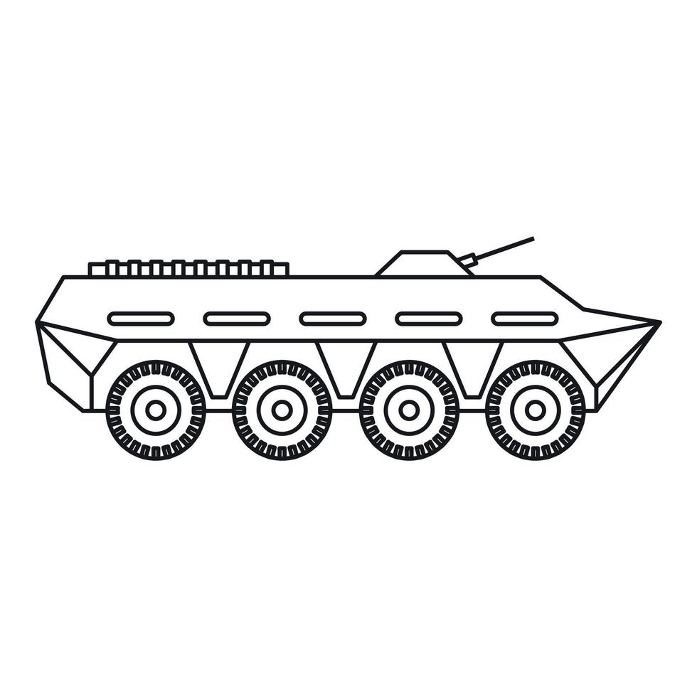 icône de char de combat de l'armée, style de contour vecteur