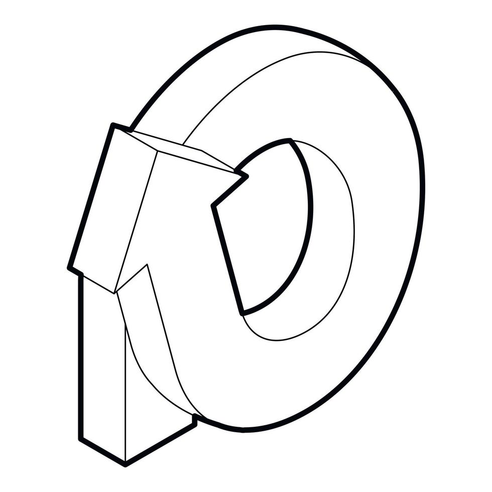 icône de boucle de rotation, style de contour vecteur