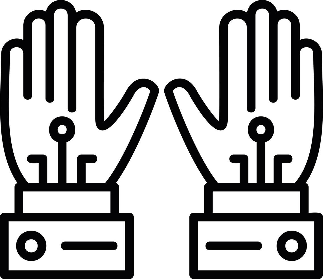 icône de ligne de gants filaires vecteur