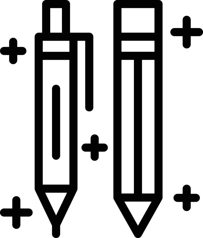 icône de ligne stylo et crayon vecteur