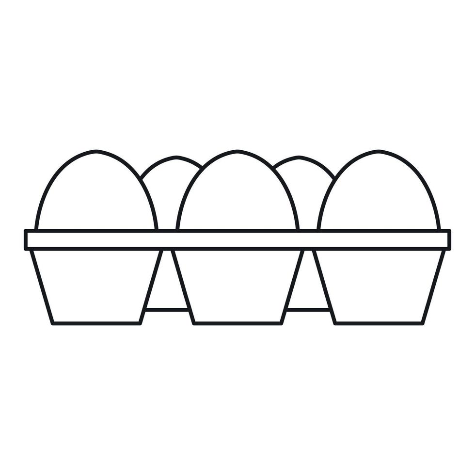 oeufs dans l'icône de l'emballage en carton, style de contour vecteur