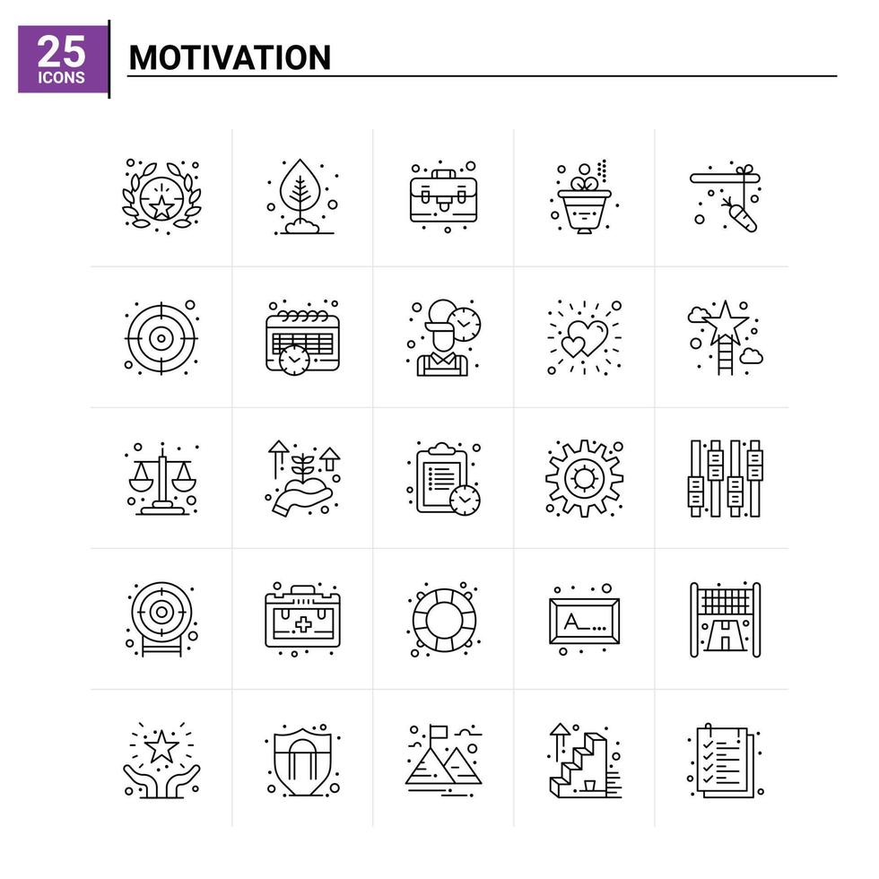 25 motivation icon set vector background