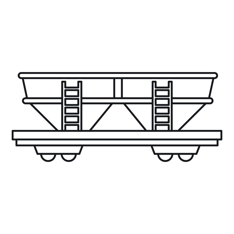 icône de voiture de chemin de fer de fret, style de contour vecteur