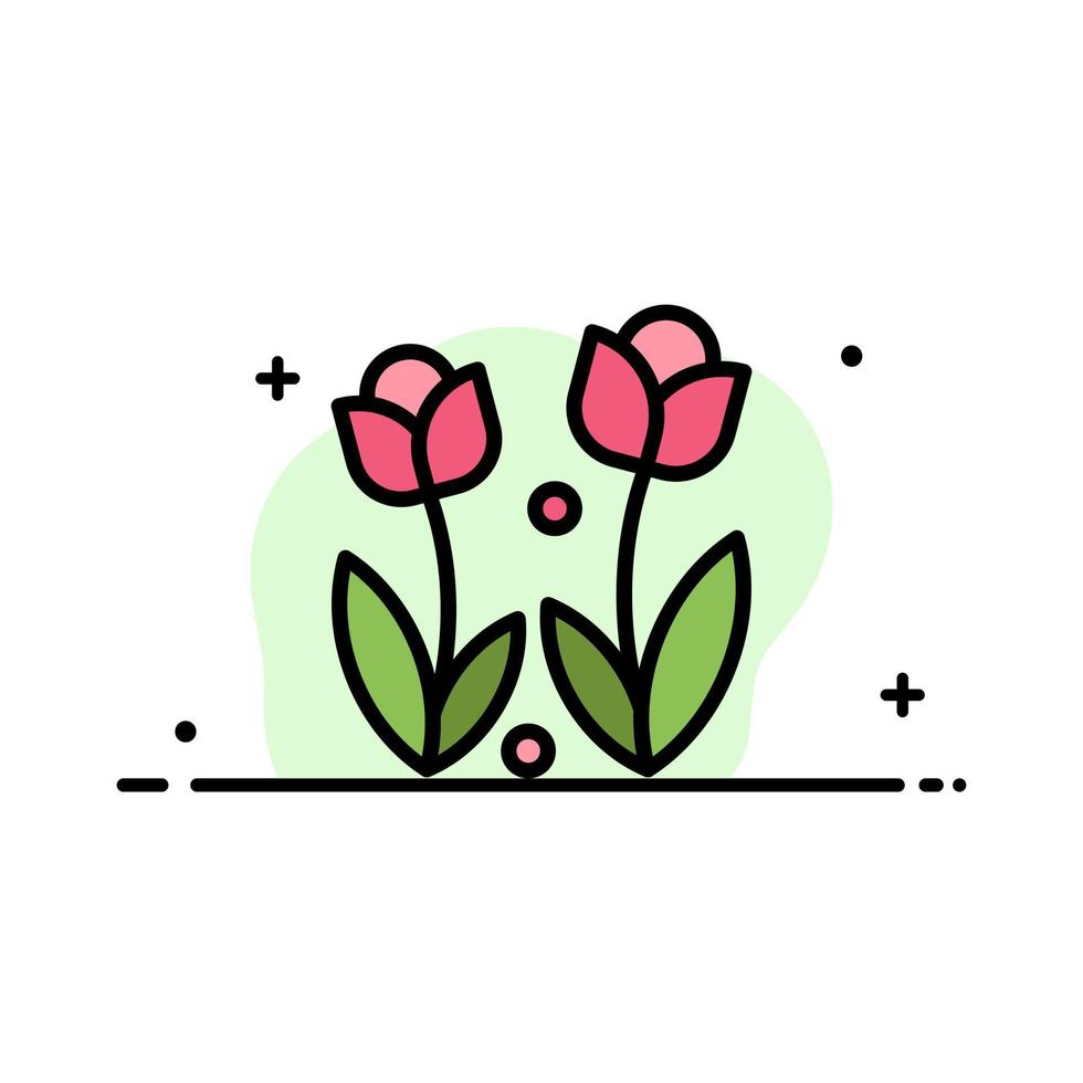 flore fleur nature rose printemps affaires plat ligne rempli icône vecteur bannière modèle