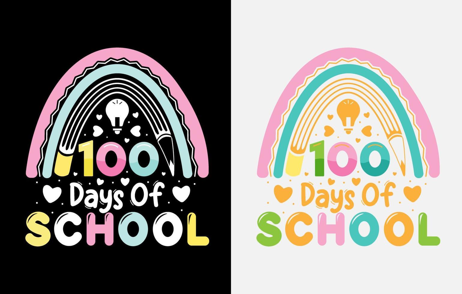100 jours de t-shirt d'école, cent jours de conception de t-shirt vecteur