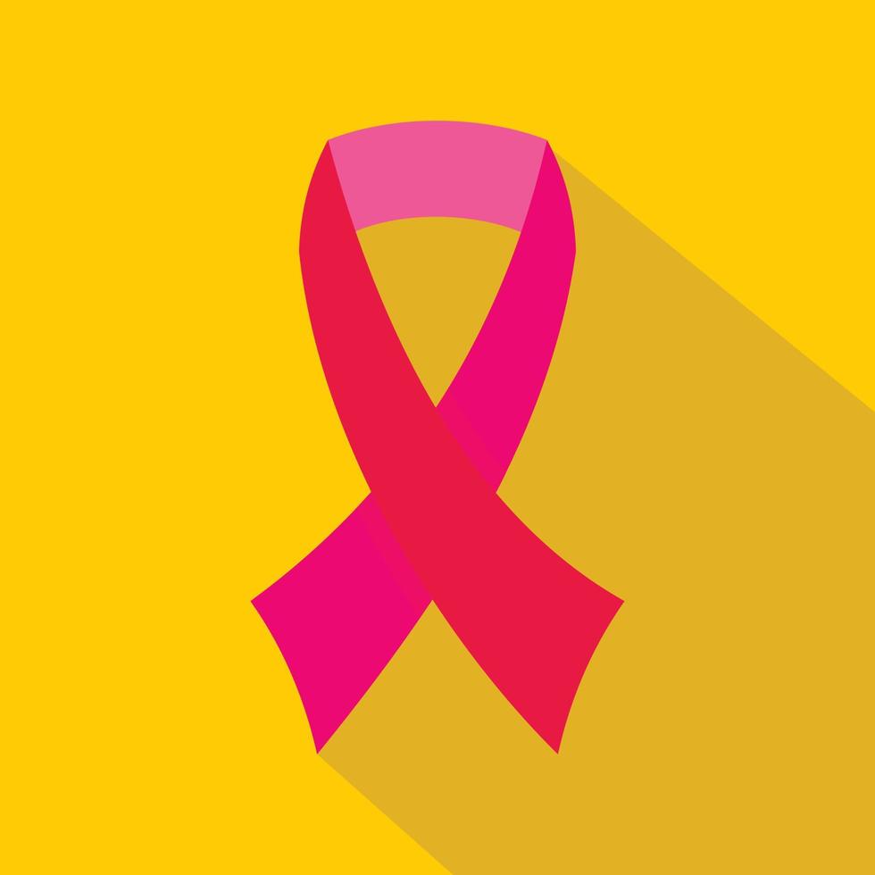 icône de ruban de sensibilisation au cancer du sein, style plat vecteur