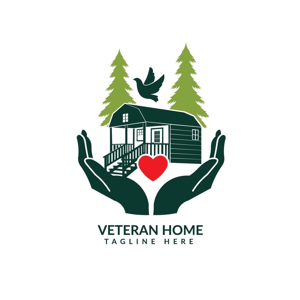 logo d'illustration vectorielle de petite maison en bois, bon pour le logo d'une fondation humanitaire qui aide les anciens combattants vecteur