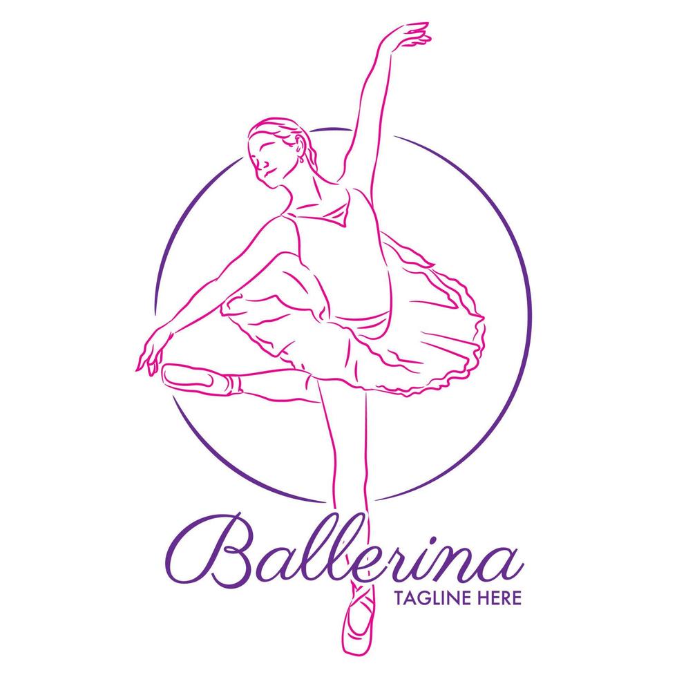 illustration vectorielle de ballerine, bon pour le logo de l'événement de l'école de ballet et de la compétition de danse. peut être utilisé pour le logo, la signalisation, les affiches et la publicité de votre entreprise, illustration vectorielle, croquis. vecteur