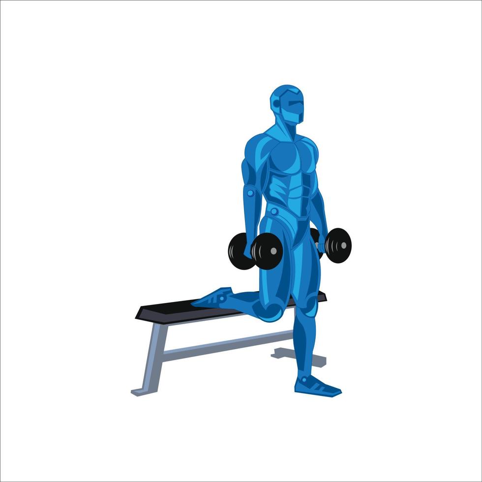 un homme faisant de l'exercice avec une illustration vectorielle dumble, parfait pour la création de logo de fitness et de musculation vecteur