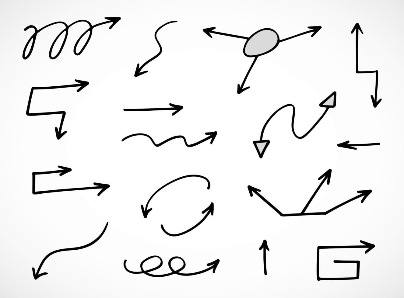 ensemble vectoriel de flèches dessinées à la main, éléments de présentation