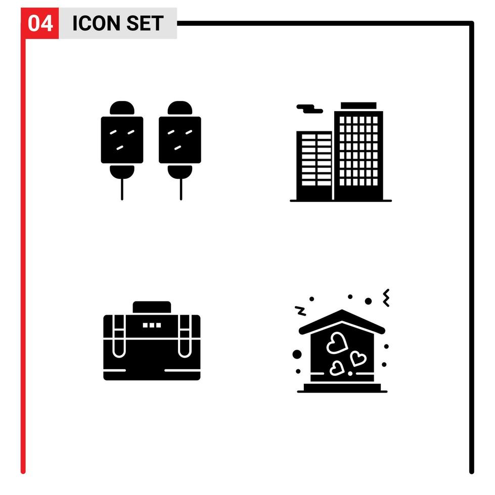 pack de glyphes solides de 4 symboles universels de sac de bureau de maïs éléments de conception vectoriels modifiables de motivation de construction frite vecteur