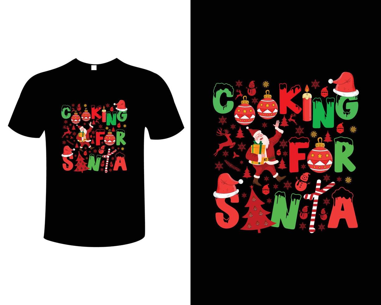 modèle d'illustration vectorielle de conception de t-shirt de cuisine de noël vecteur