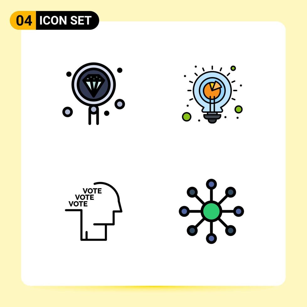 ensemble de pictogrammes de 4 couleurs plates simples remplies de solution de programmation de vote de codage sondage éléments de conception vectoriels modifiables vecteur