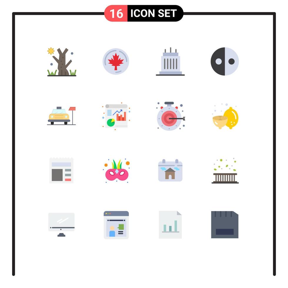 ensemble de 16 pack de couleurs plates commerciales pour les symboles de stationnement pack de symbolisme immobilier égalité modifiable d'éléments de conception de vecteur créatif