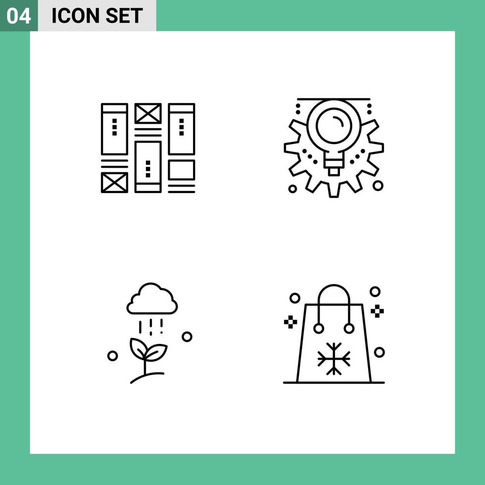 symboles d'icônes universels groupe de 4 couleurs plates de ligne de remplissage modernes d'idée de nuage de fil de fer éléments de conception vectoriels modifiables de printemps créatifs vecteur