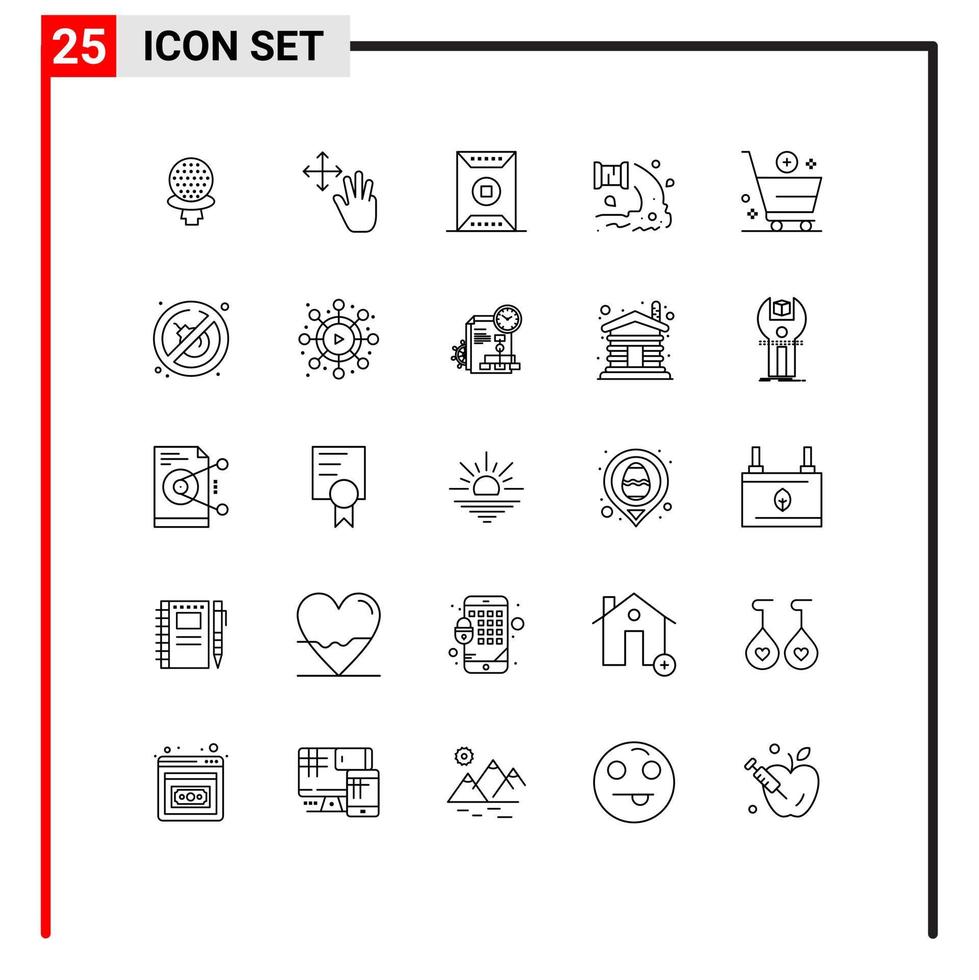 pack de 25 signes et symboles de lignes modernes pour les supports d'impression Web tels que les éléments de conception vectoriels modifiables du stade de l'industrie des eaux usées vecteur