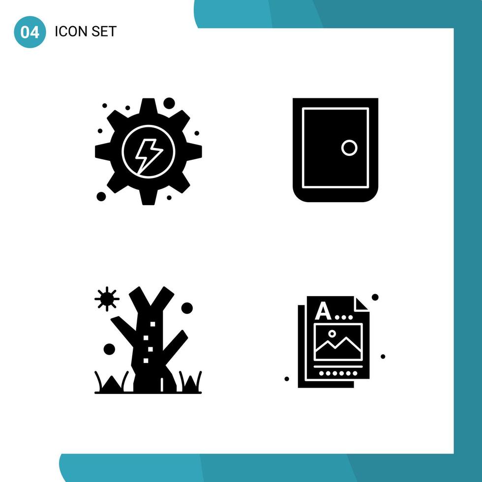 pack vectoriel de 4 symboles de glyphe icône de style solide sur fond blanc pour le web et mobile