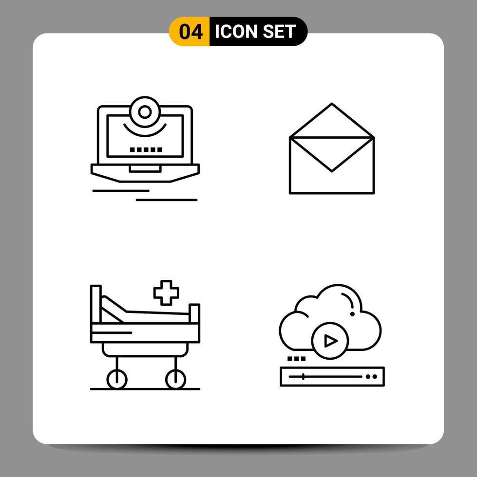 4 symboles de contour du pack d'icônes noires signes pour des conceptions réactives sur fond blanc 4 icônes définies vecteur