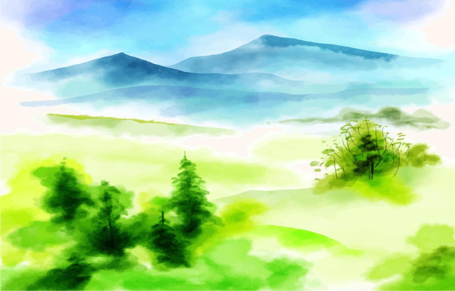 paysage aquarelle de montagne rocheuse, fond vectoriel