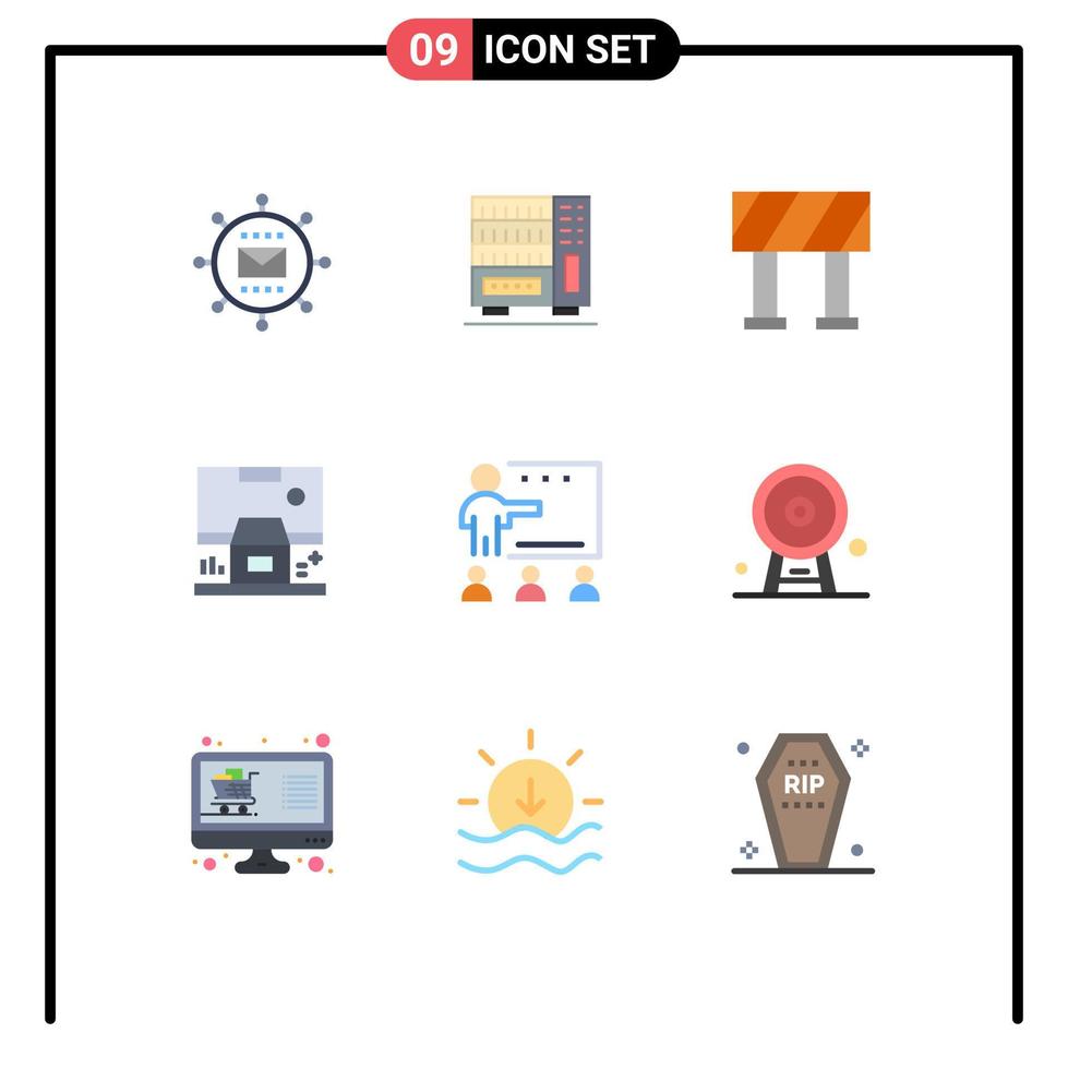 9 couleurs plates universelles définies pour les applications web et mobiles salle d'éducation panneau de tiroir centre éléments de conception vectoriels modifiables vecteur