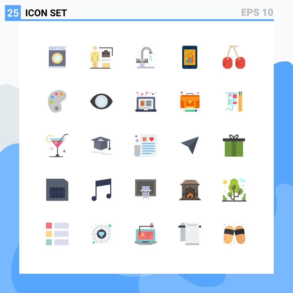 groupe de 25 signes et symboles de couleurs plates pour le robinet de graphique mobile de fruits éléments de conception vectoriels modifiables d'analyse mobile vecteur