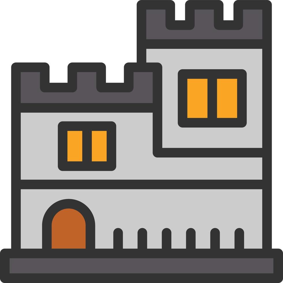 icône remplie de ligne de château vecteur