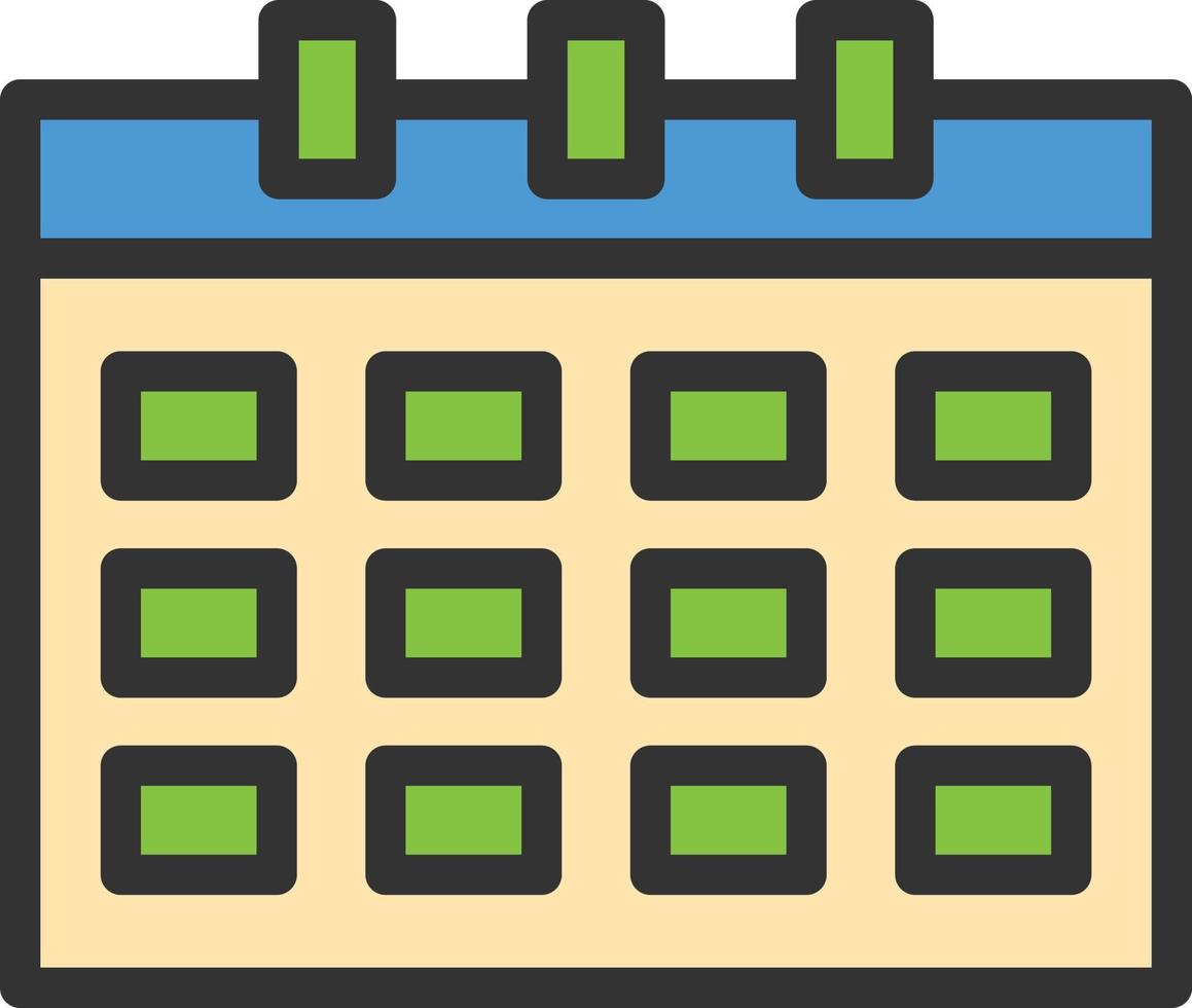 icône remplie de ligne de calendrier vecteur