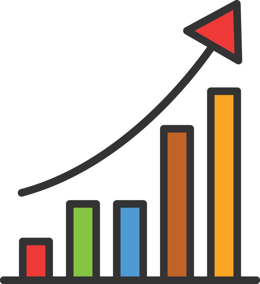 icône remplie de ligne de graphique de croissance vecteur