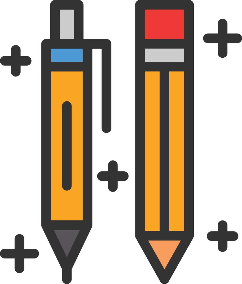 icône remplie de ligne stylo et crayon vecteur