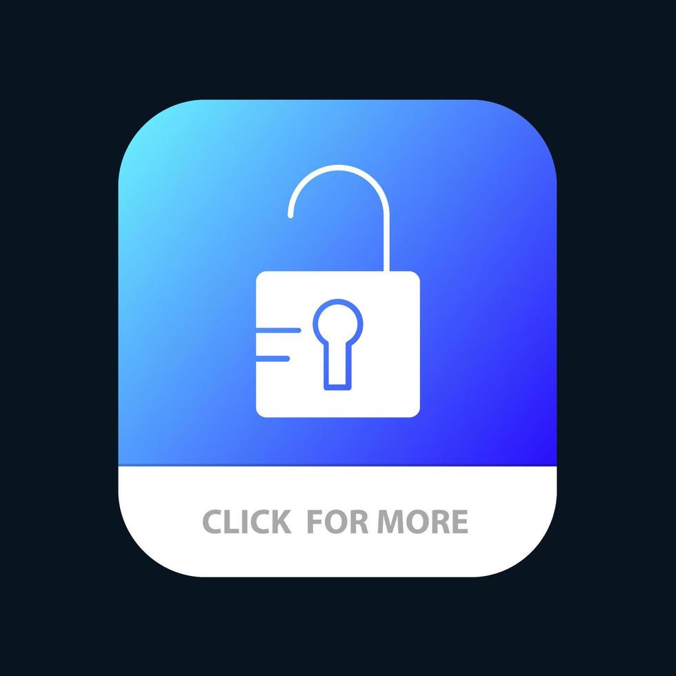 déverrouiller le bouton de l'application mobile de l'école d'étude version de glyphe android et ios vecteur