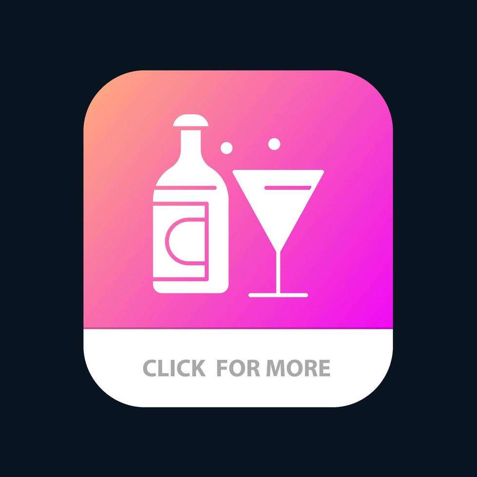 bouteille de vin en verre bouton d'application mobile de pâques version de glyphe android et ios vecteur