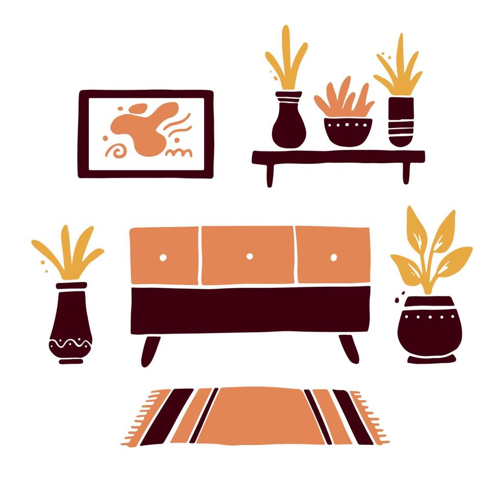 illustration d'un salon avec des meubles vecteur