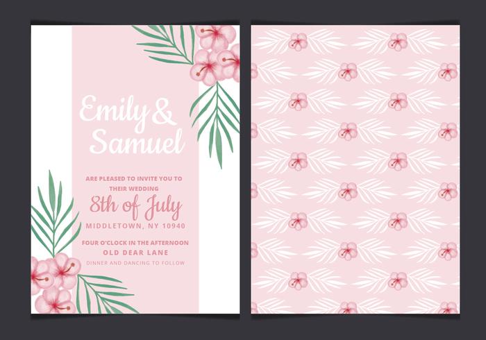 Invitation de mariage tropical de mariage vecteur