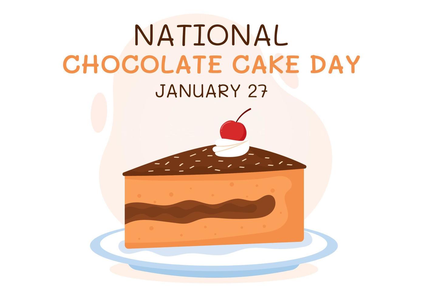 célébration de la journée nationale du gâteau au chocolat le 27 janvier avec une délicieuse douceur dans un fond de dessin animé plat illustration de modèles dessinés à la main vecteur