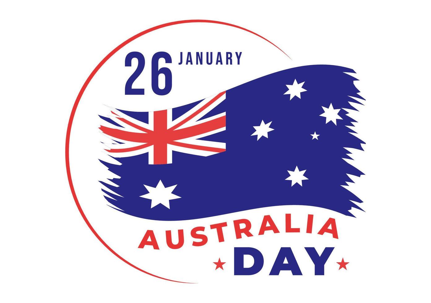 bonne fête de l'australie observée chaque année le 26 janvier avec des drapeaux et une carte de la diversité des peuples en dessin animé plat illustration de modèle dessiné à la main vecteur