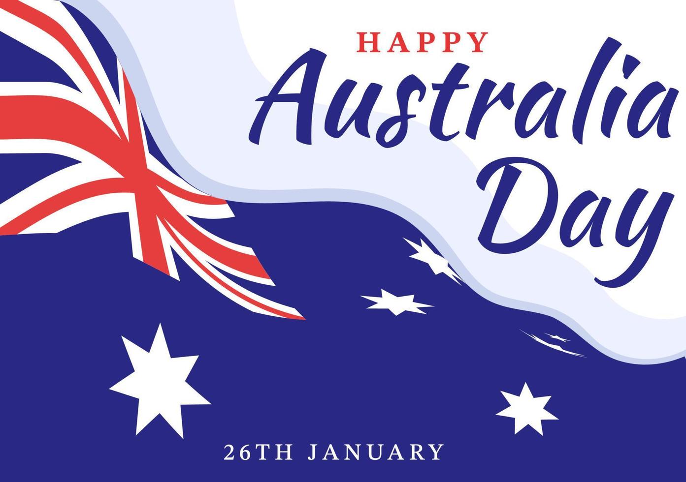 bonne fête de l'australie observée chaque année le 26 janvier avec des drapeaux et une carte de la diversité des peuples en dessin animé plat illustration de modèle dessiné à la main vecteur