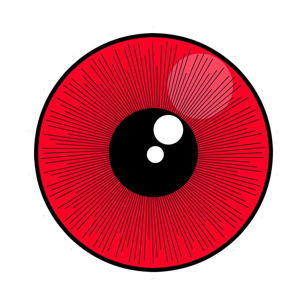 icône du logo globe oculaire rouge sur fond blanc. concept de conception de viseur optique. illustration vectorielle vecteur