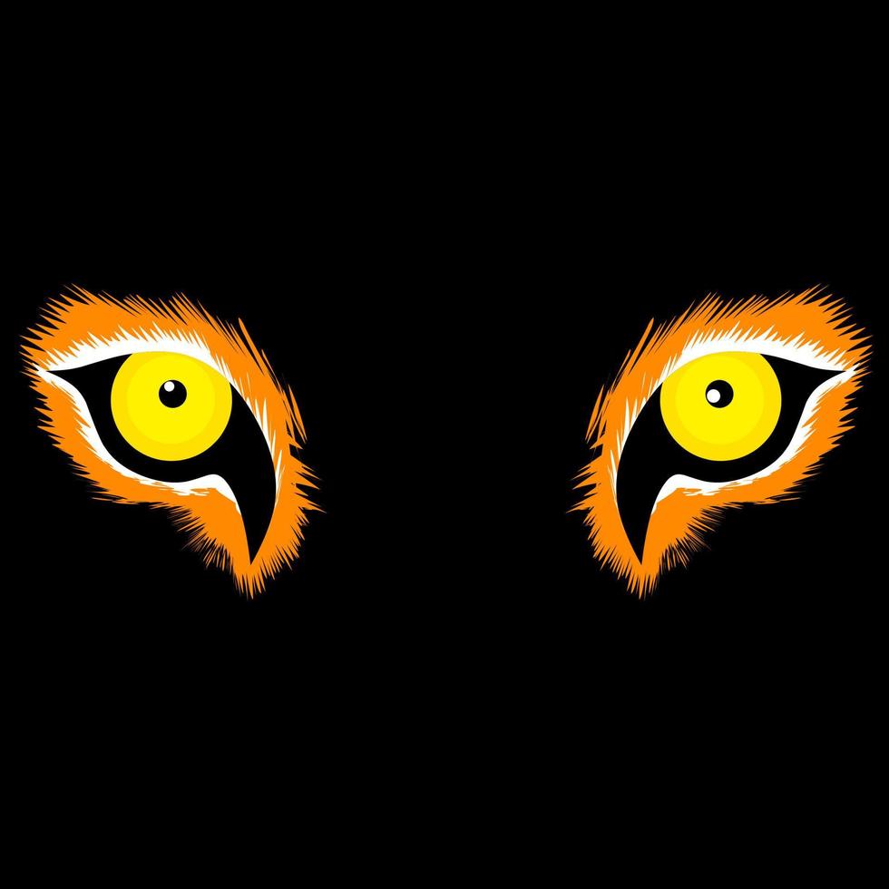 illustration vectorielle d'un oeil de tigre dans l'obscurité. concept de tête de tigre sur fond noir. vecteur