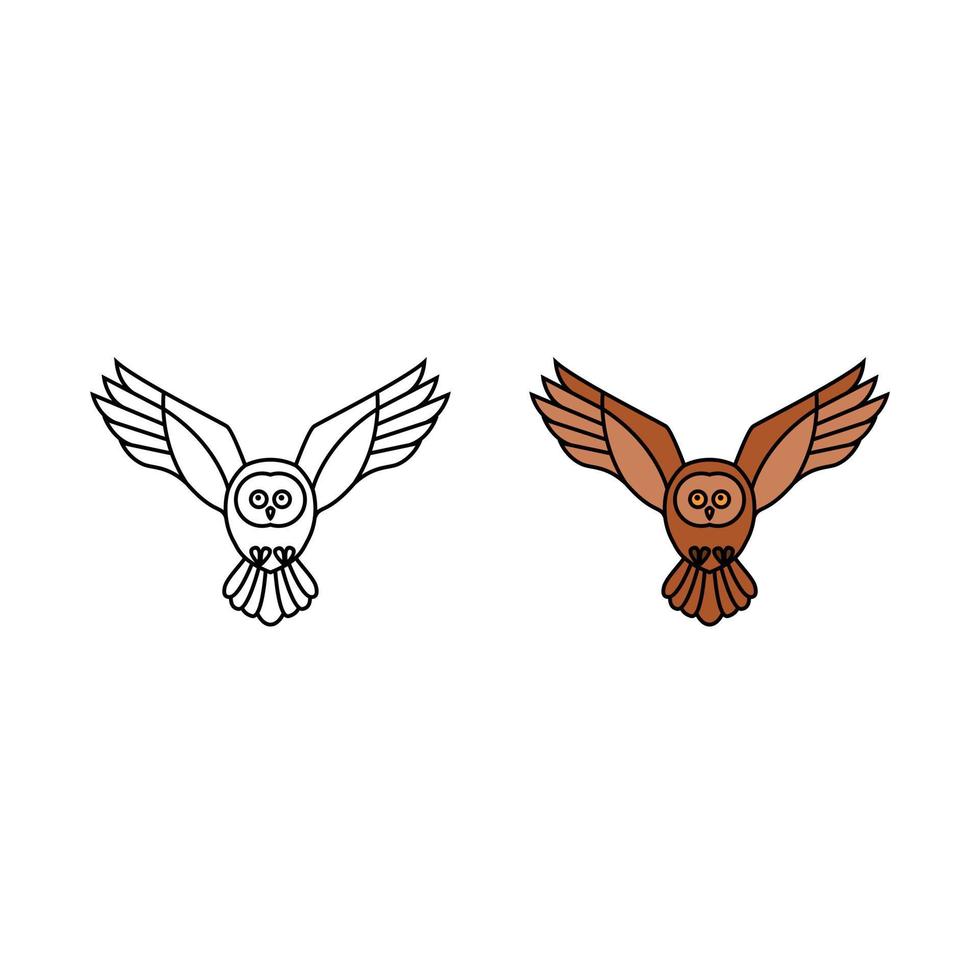 illustration abstraite hibou volant oiseau contour logo design vecteur
