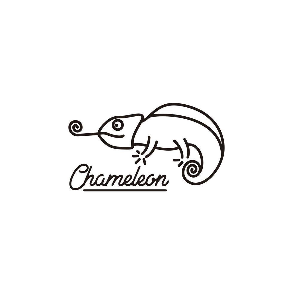 illustration caméléon faune animal contour logo design vecteur