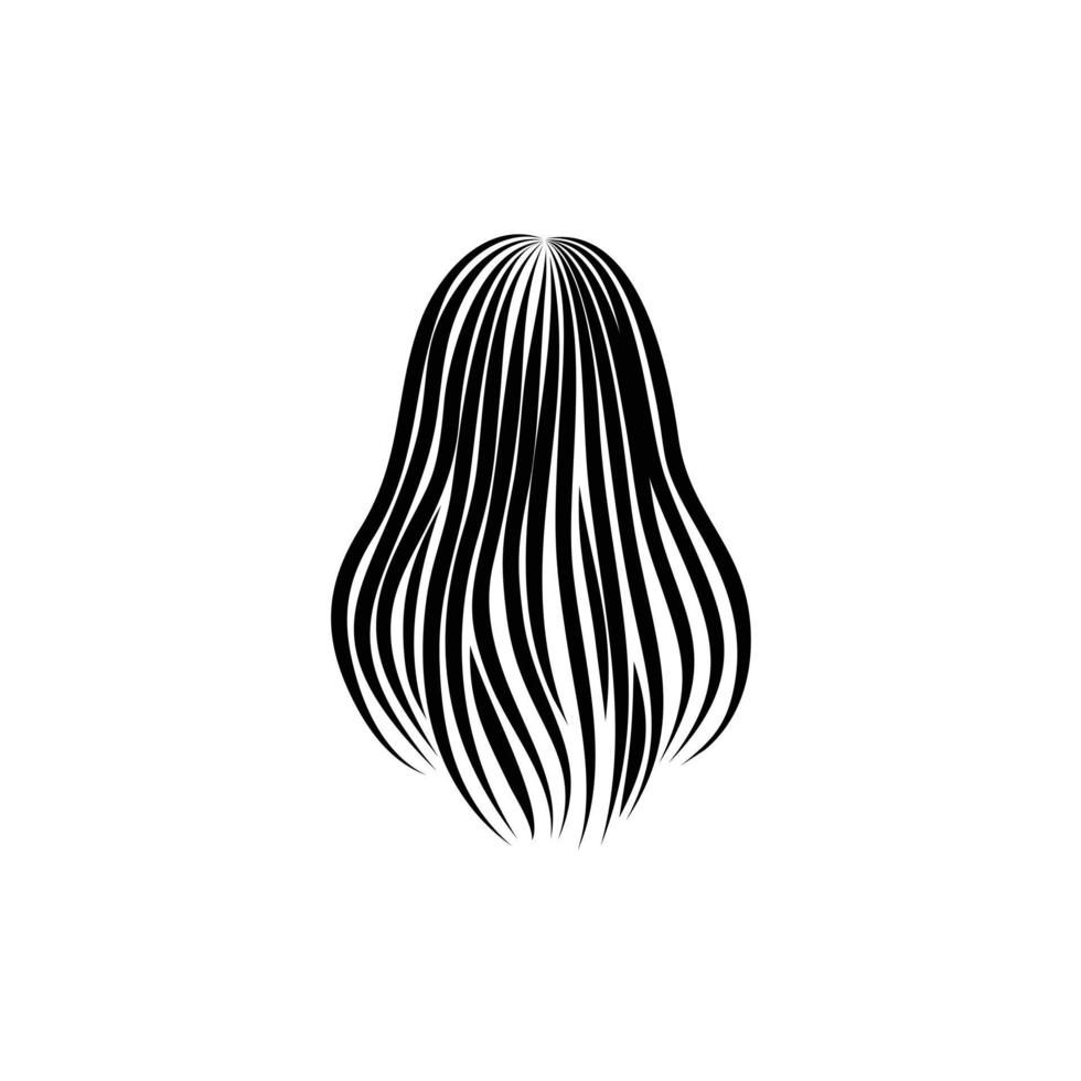 cheveux longs ondulés vue arrière contour logo design illustration vectorielle pour la beauté et la mode signe et symbole plat minimaliste vecteur