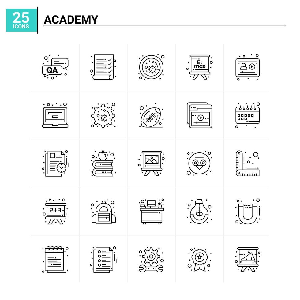 25 icônes de l'académie mis en arrière-plan vectoriel